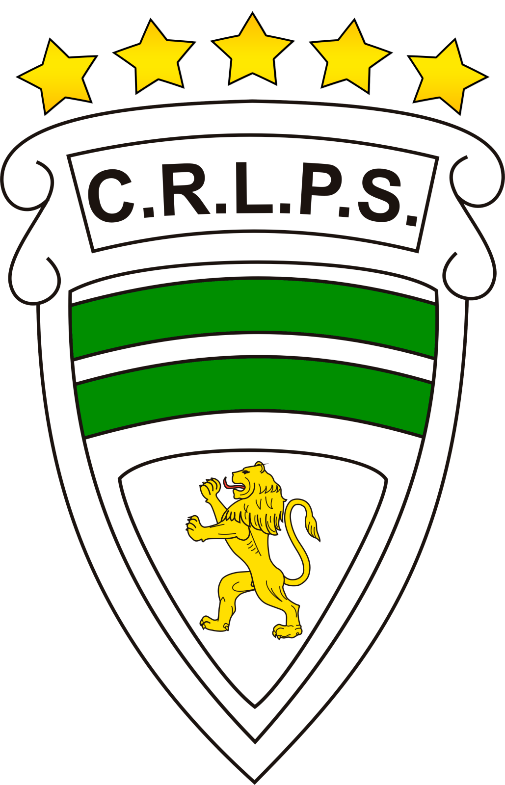 Emblema do futsal do Leões Porto Salvo, com as 5 estrelas